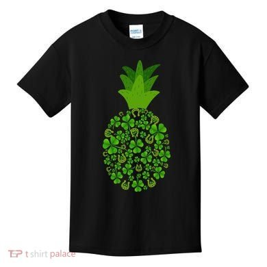 Cute Pineapple Shamrock Leaf Clover Saint Patrick's Day Kids T-Shirt