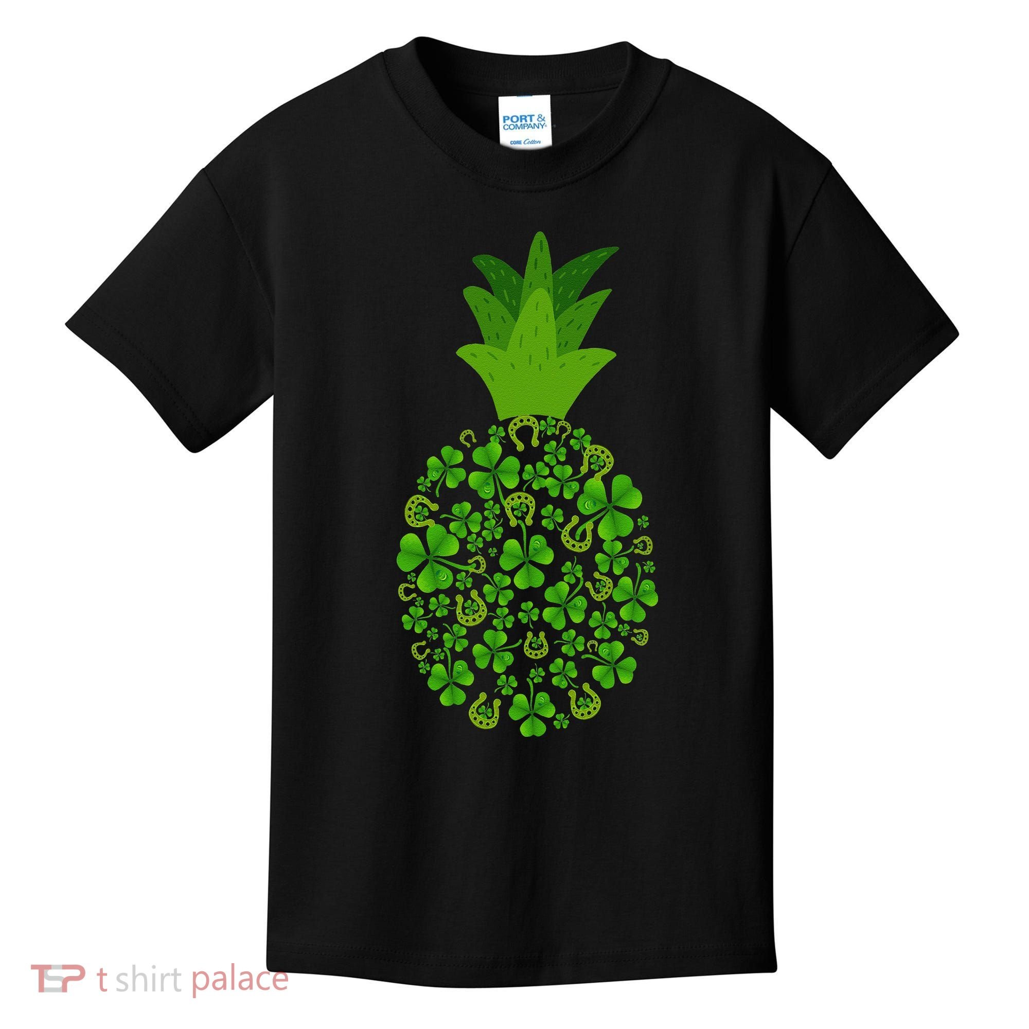 Cute Pineapple Shamrock Leaf Clover Saint Patrick's Day Kids T-Shirt