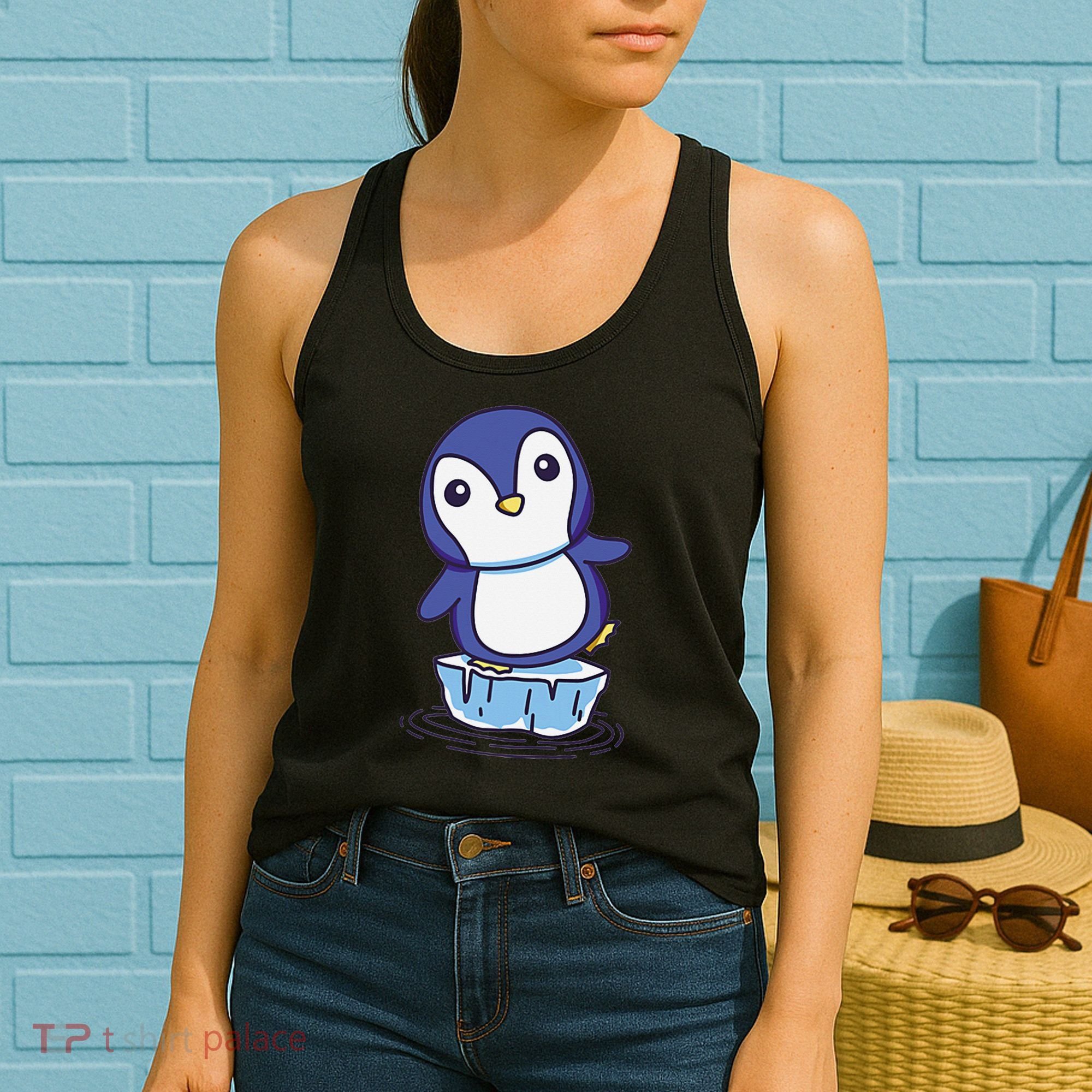 Cute Penguin Standing On An Ice Floe Women's Tank Top