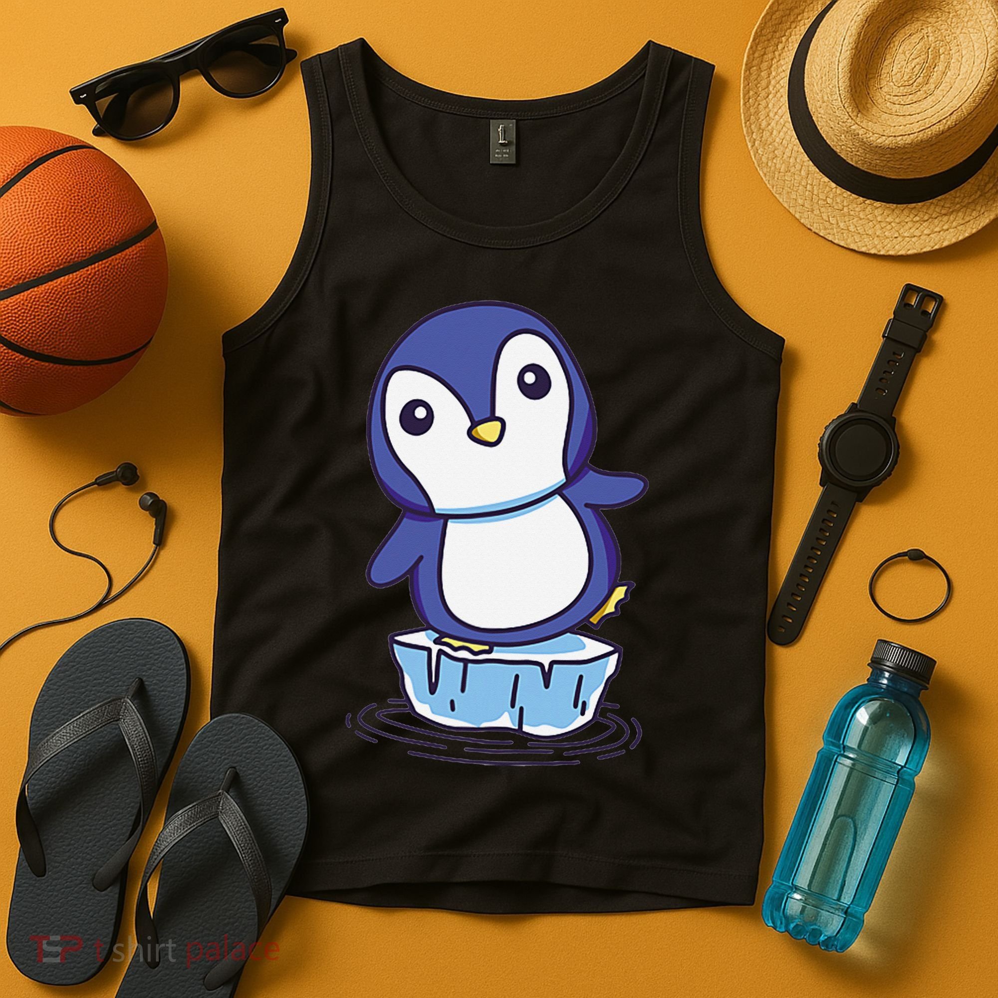 Cute Penguin Standing On An Ice Floe Tank Top