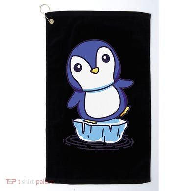 Cute Penguin Standing On An Ice Floe Golf Towel
