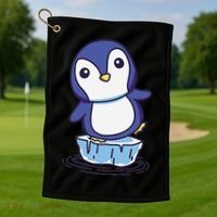 Cute Penguin Standing On An Ice Floe Golf Towel thumb 1