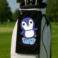 Cute Penguin Standing On An Ice Floe Golf Towel thumb 2