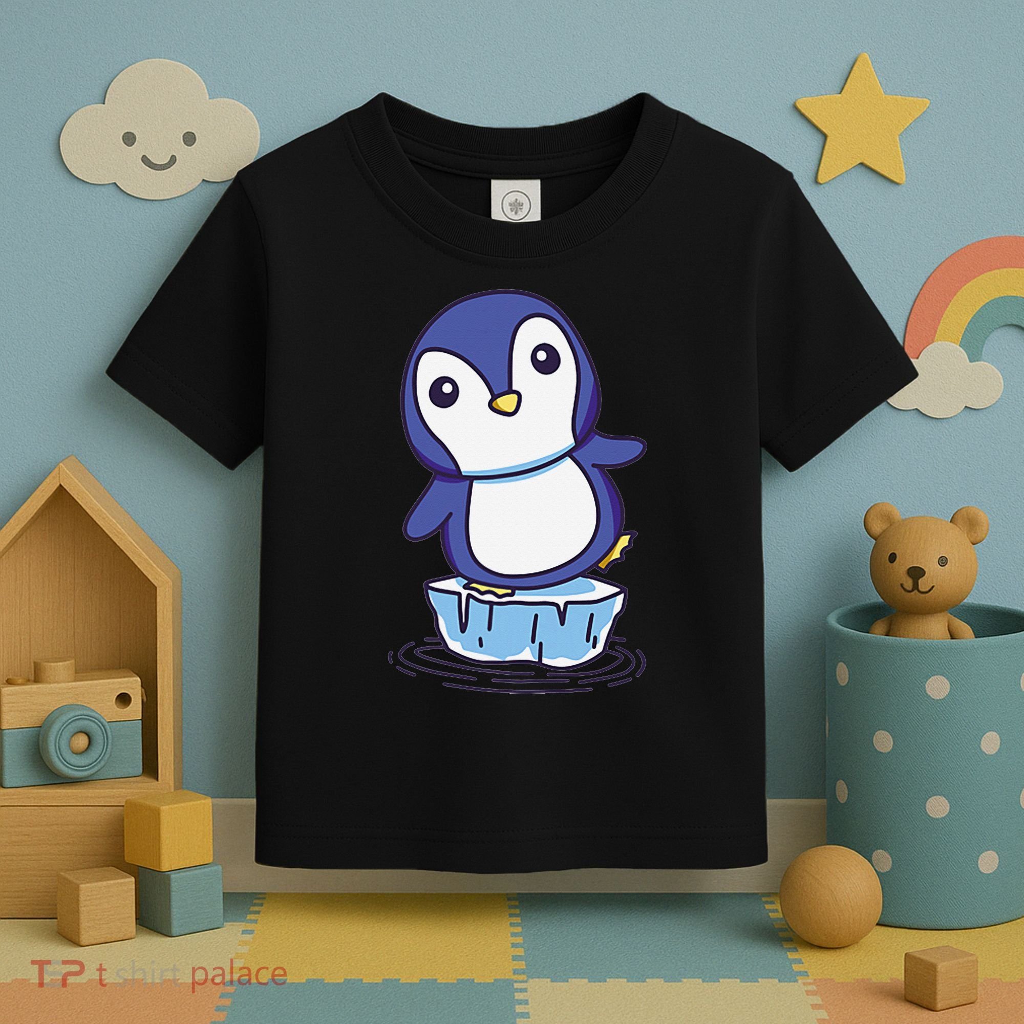 Cute Penguin Standing On An Ice Floe Toddler T-Shirt