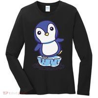 Cute Penguin Standing On An Ice Floe Women's Long Sleeve Shirt thumb 0