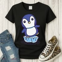 Cute Penguin Standing On An Ice Floe Women's T-Shirt thumb 3
