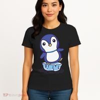 Cute Penguin Standing On An Ice Floe Women's T-Shirt thumb 4