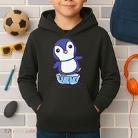 Cute Penguin Standing On An Ice Floe Kids Hoodie thumb 2