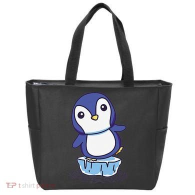 Cute Penguin Standing On An Ice Floe Tote Bag