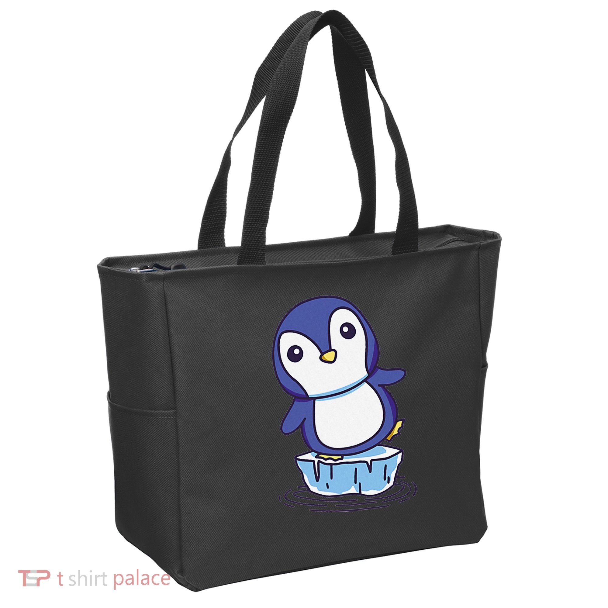 Cute Penguin Standing On An Ice Floe Tote Bag