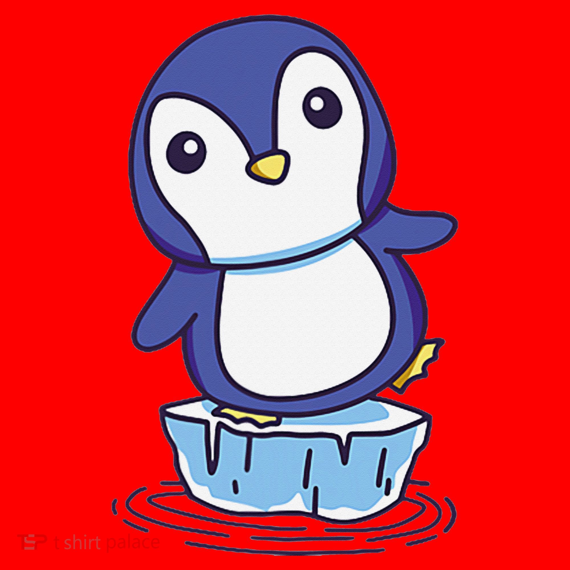 Cute Penguin Standing On An Ice Floe Santa Hat