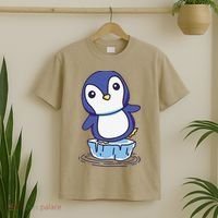 Cute Penguin Standing On An Ice Floe T-Shirt thumb 2