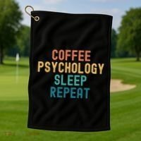 Coffee Psychology Sleep Repeat Funny Psychology &Amp; Coffee Gift Golf Towel thumb 1