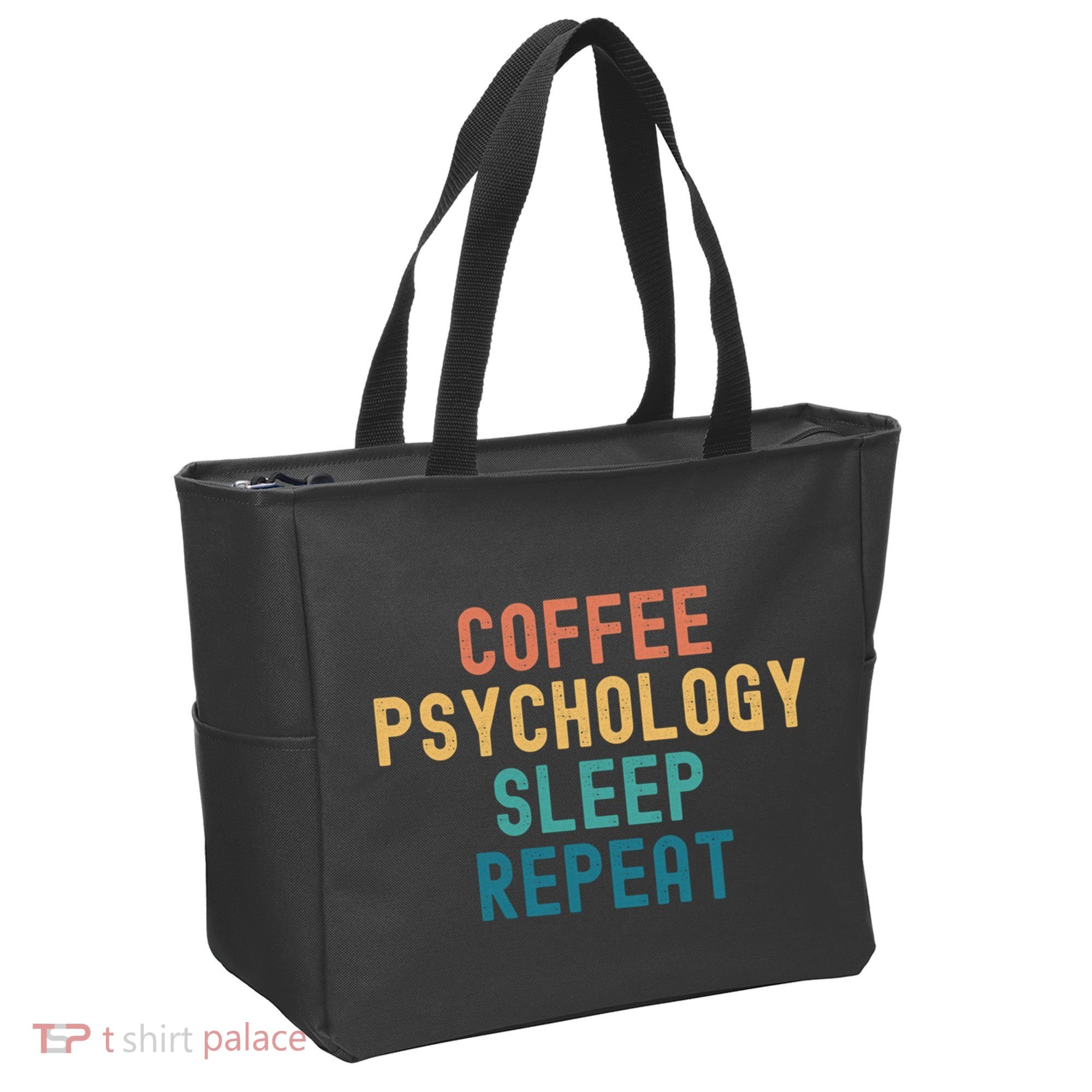 Coffee Psychology Sleep Repeat Funny Psychology &Amp; Coffee Gift Tote Bag