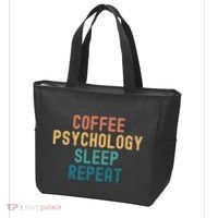 Coffee Psychology Sleep Repeat Funny Psychology &Amp; Coffee Gift Tote Bag thumb 3