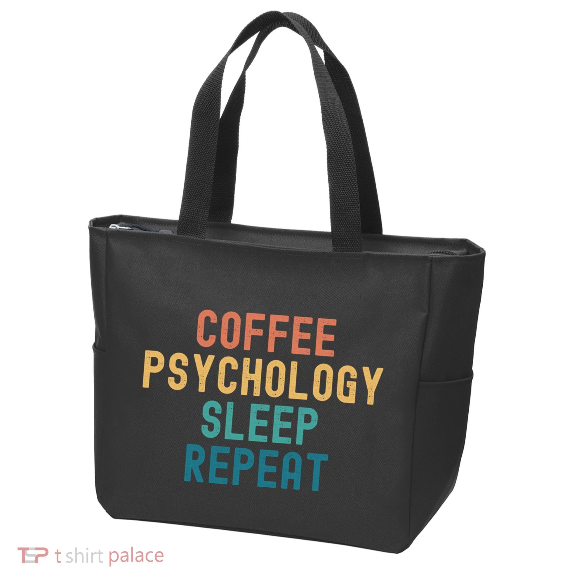 Coffee Psychology Sleep Repeat Funny Psychology &Amp; Coffee Gift Tote Bag
