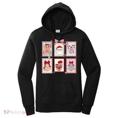 Christmas Postage Stamps Cute Retro Women's Hoodie