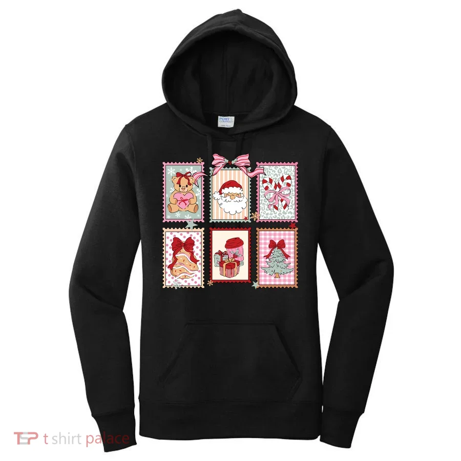 Christmas Postage Stamps Cute Retro Women's Hoodie