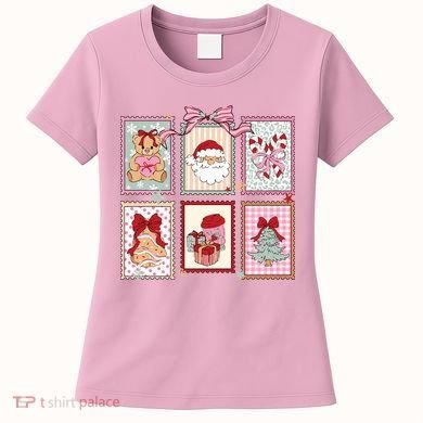 Christmas Postage Stamps Cute Retro Women's T-Shirt