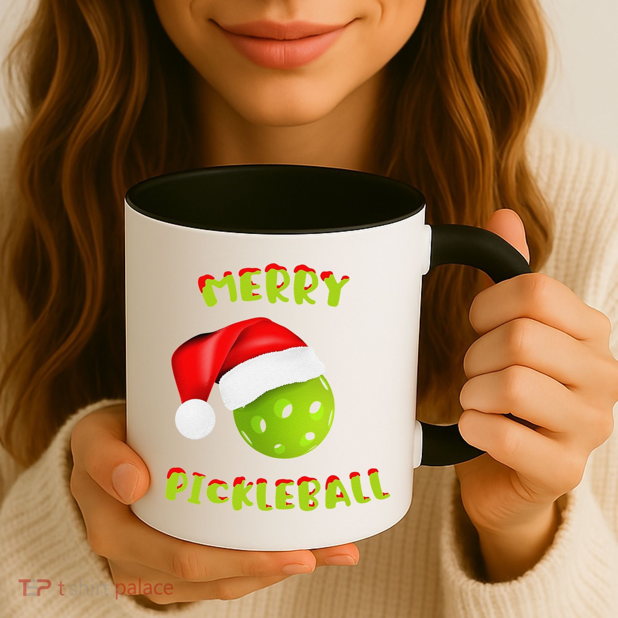 Christmas Pickleball Santa Hat Pickleball Player Winter Dink Coffee Mug