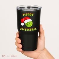 Christmas Pickleball Santa Hat Pickleball Player Winter Dink Tumbler thumb 2