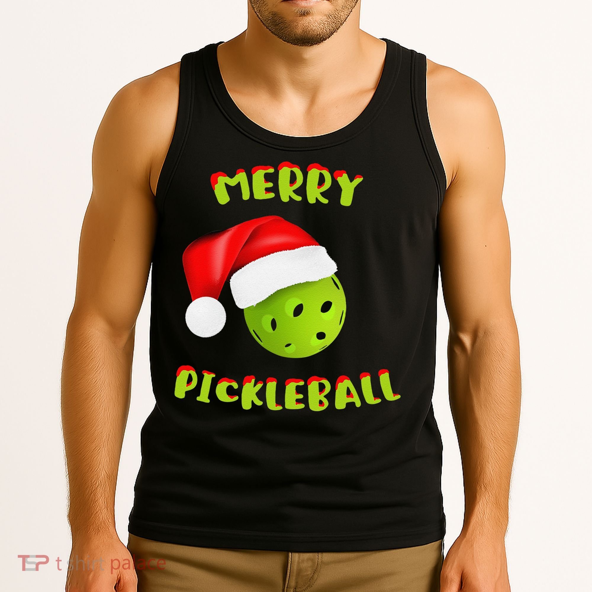 Christmas Pickleball Santa Hat Pickleball Player Winter Dink Tank Top