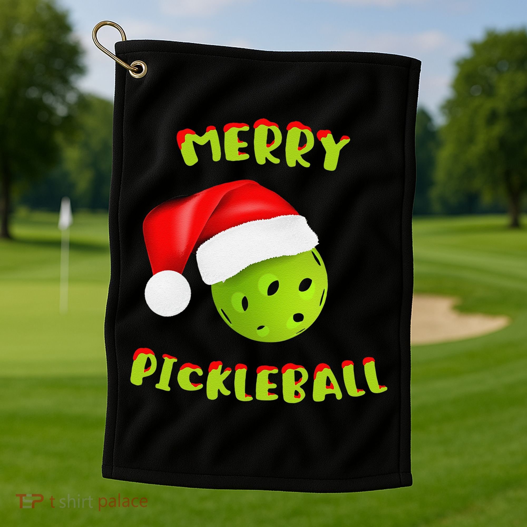 Christmas Pickleball Santa Hat Pickleball Player Winter Dink Golf Towel