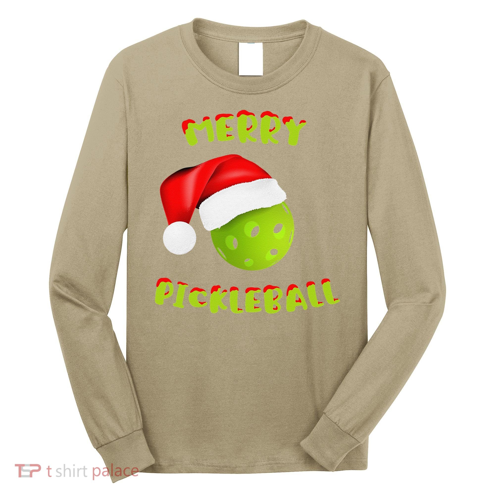Christmas Pickleball Santa Hat Pickleball Player Winter Dink Long Sleeve Shirt