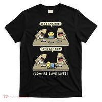 Commas Punctuation Shark Lets Eat Funny English Grammar T-Shirt thumb 0