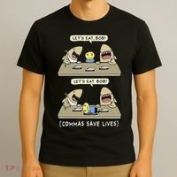 Commas Punctuation Shark Lets Eat Funny English Grammar T-Shirt thumb 3