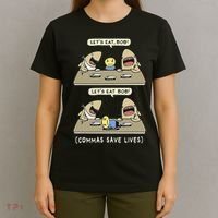 Commas Punctuation Shark Lets Eat Funny English Grammar T-Shirt thumb 4
