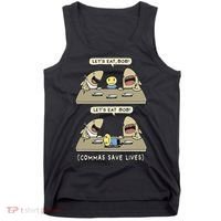Commas Punctuation Shark Lets Eat Funny English Grammar Tank Top thumb 0
