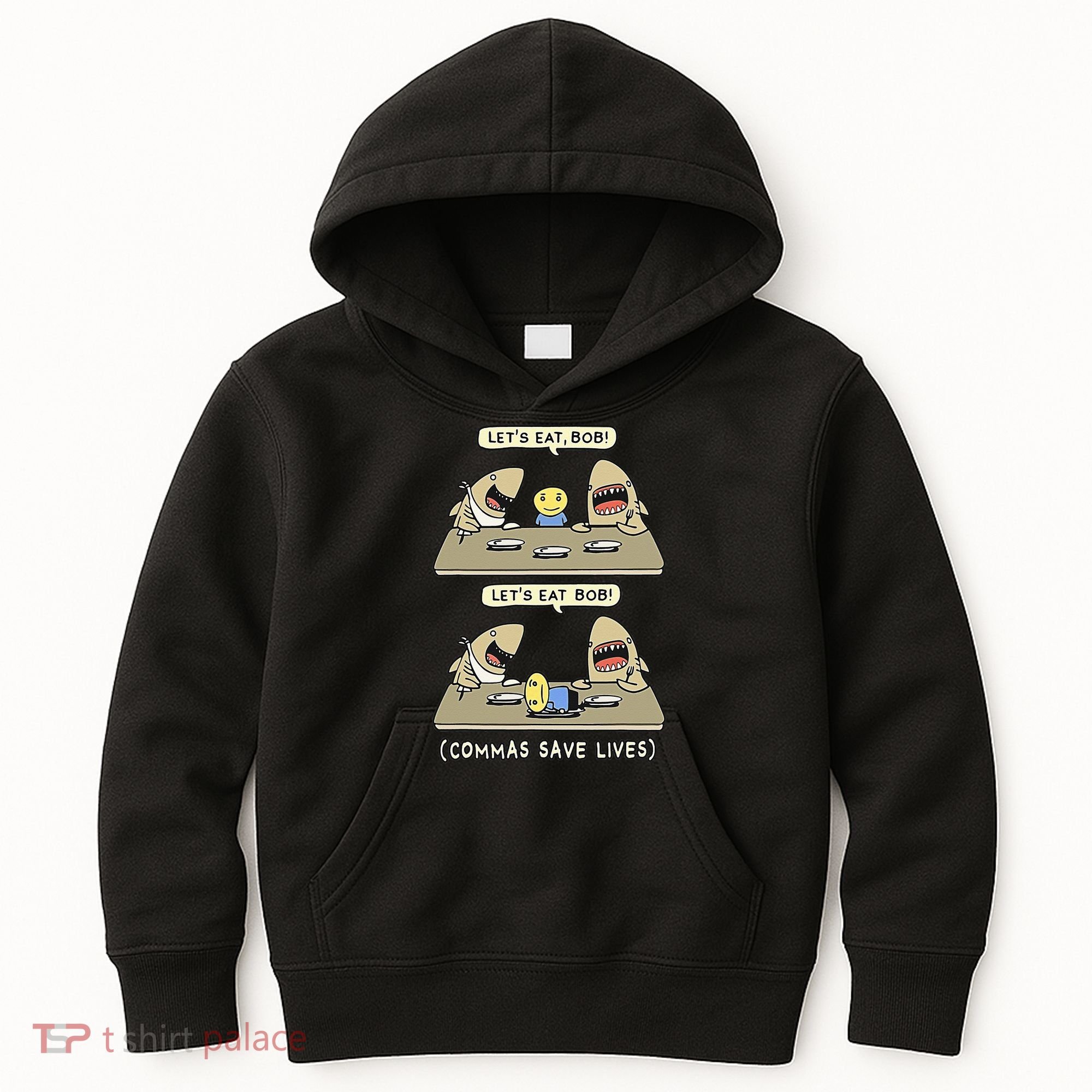 Commas Punctuation Shark Lets Eat Funny English Grammar Kids Hoodie