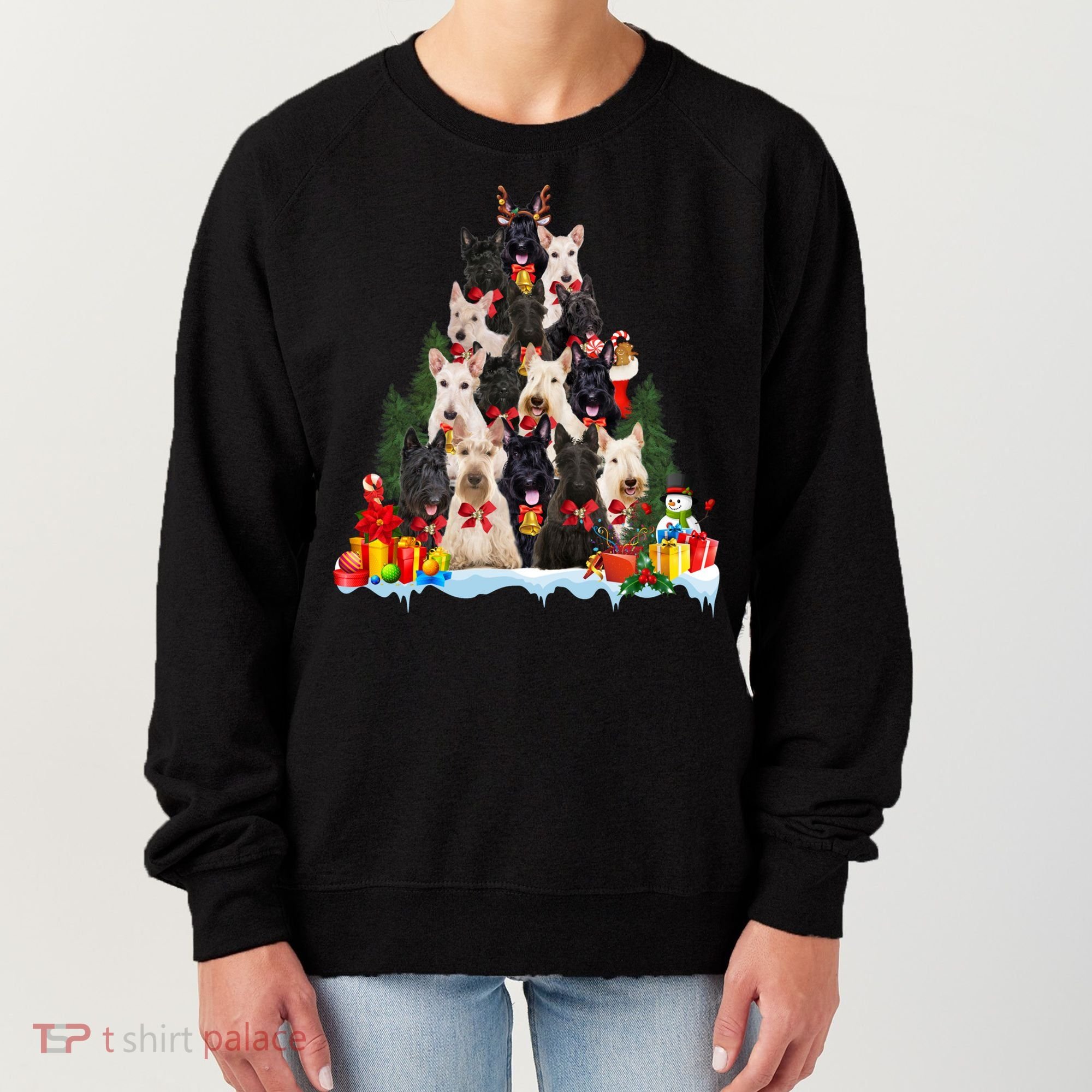 Christmas Pajama Scottish Terrier Xmas Tree Funny Gift Dog Lovers Cool Gift Women's Sweatshirt