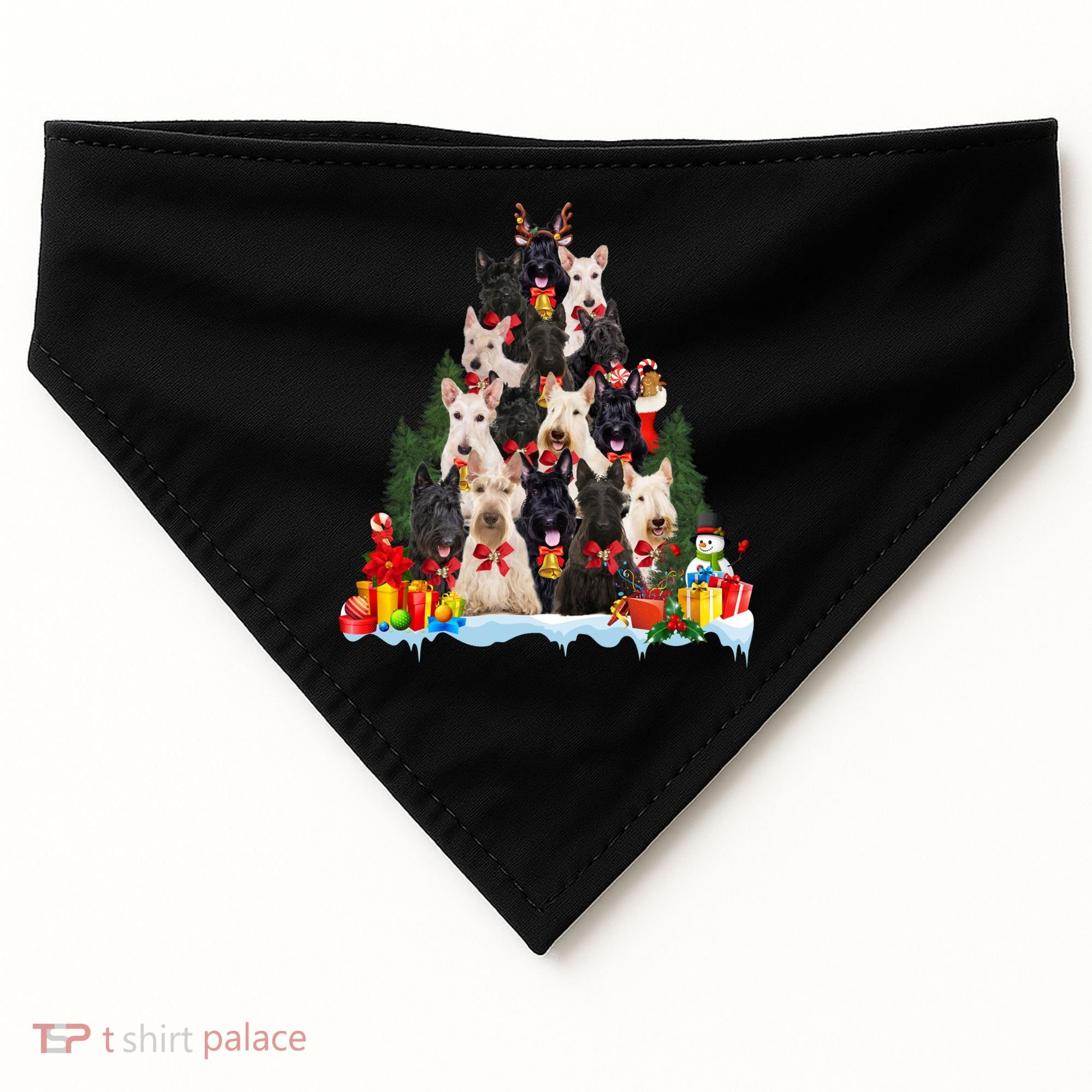 Christmas Pajama Scottish Terrier Xmas Tree Funny Gift Dog Lovers Cool Gift USA-Made Doggie Bandana