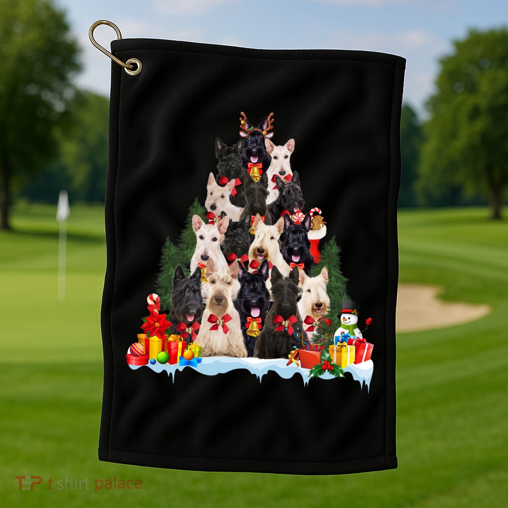 Christmas Pajama Scottish Terrier Xmas Tree Funny Gift Dog Lovers Cool Gift Golf Towel