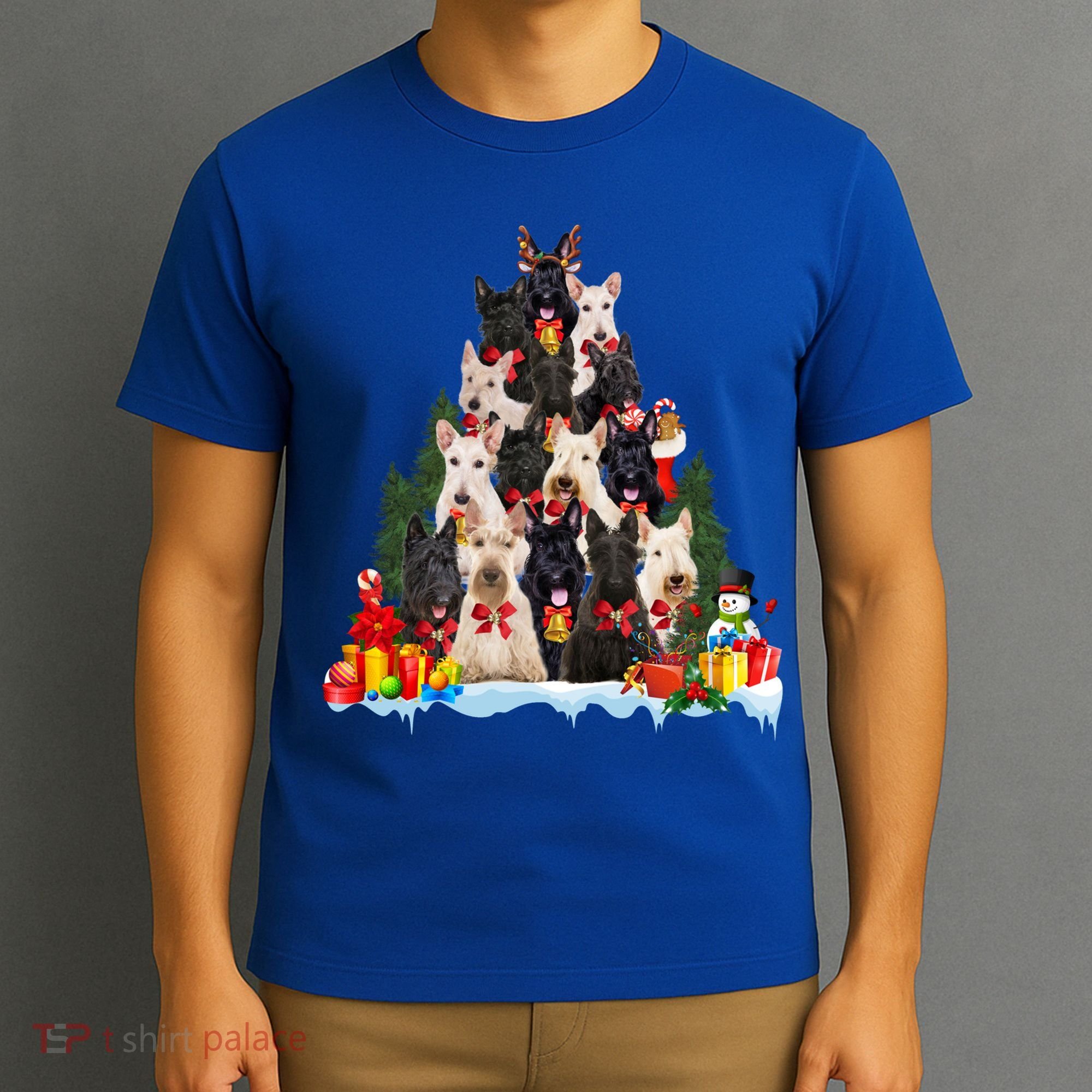 Christmas Pajama Scottish Terrier Xmas Tree Funny Gift Dog Lovers Cool Gift T-Shirt