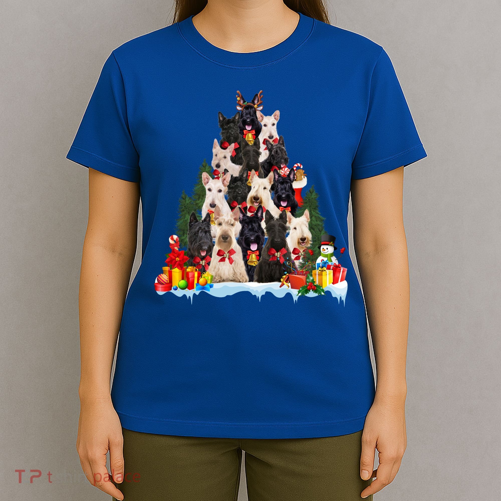 Christmas Pajama Scottish Terrier Xmas Tree Funny Gift Dog Lovers Cool Gift T-Shirt