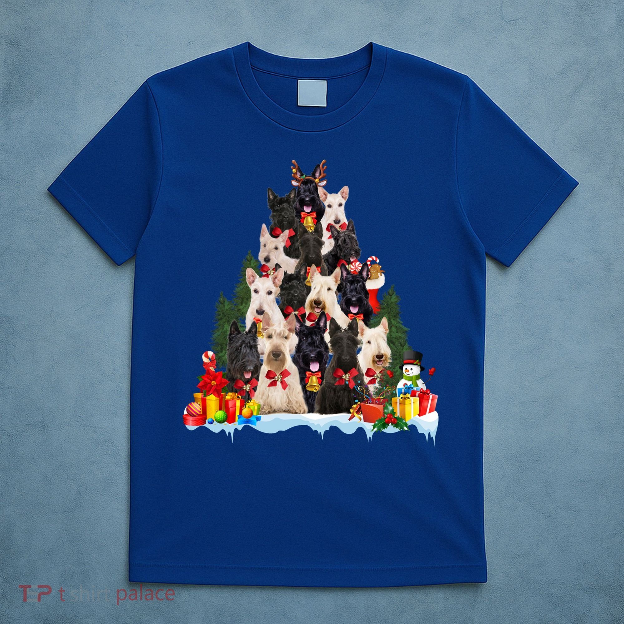 Christmas Pajama Scottish Terrier Xmas Tree Funny Gift Dog Lovers Cool Gift T-Shirt