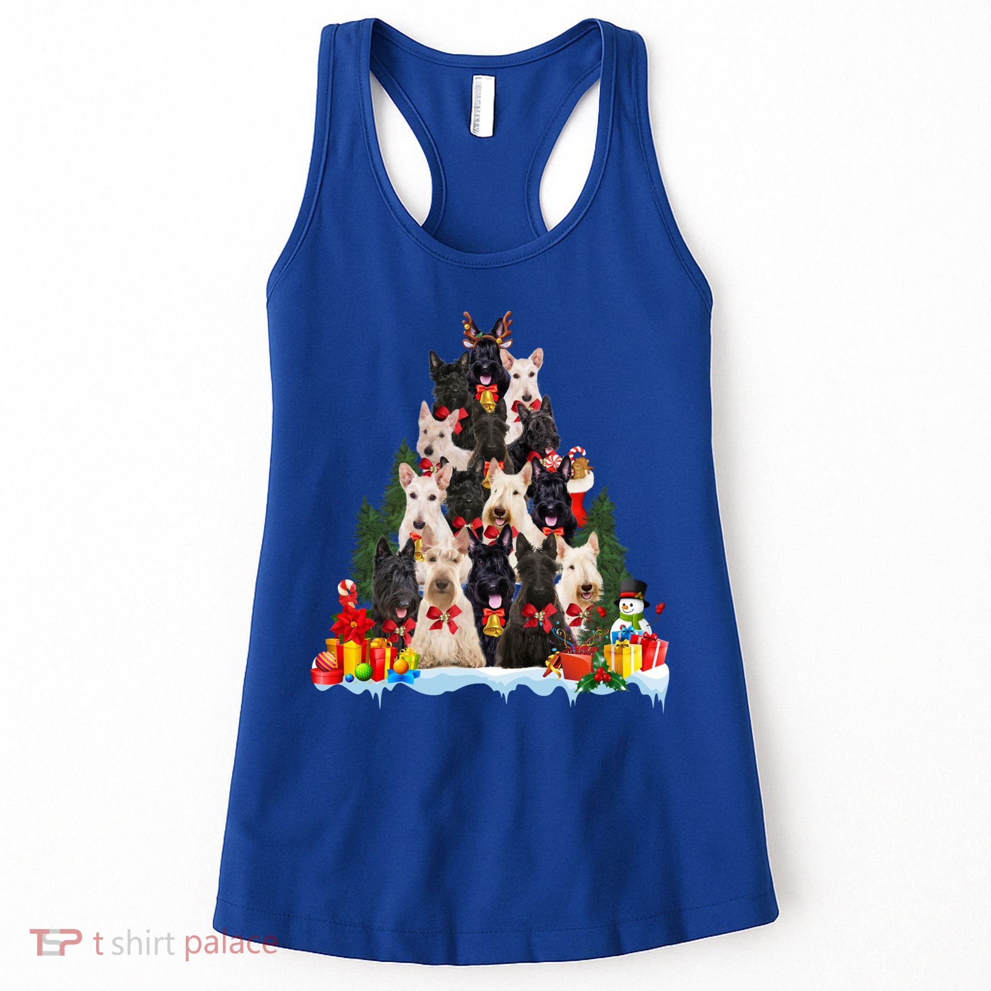Christmas Pajama Scottish Terrier Xmas Tree Funny Gift Dog Lovers Cool Gift Women's Tank Top