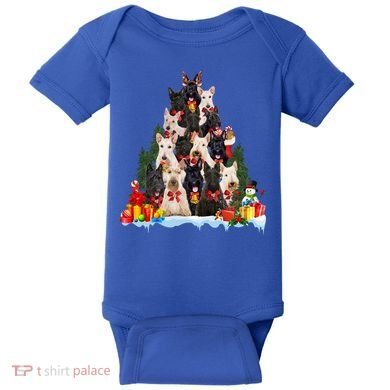 Christmas Pajama Scottish Terrier Xmas Tree Funny Gift Dog Lovers Cool Gift Baby Bodysuit