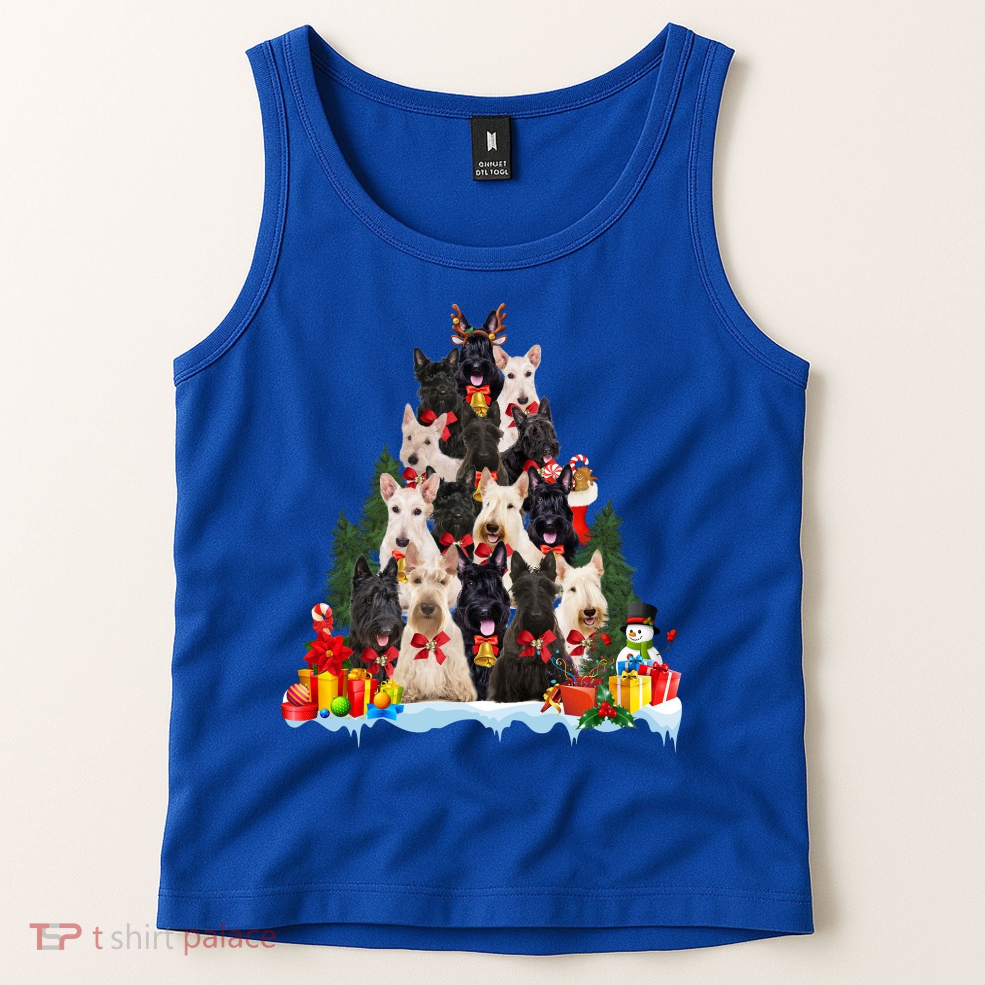 Christmas Pajama Scottish Terrier Xmas Tree Funny Gift Dog Lovers Cool Gift Tank Top