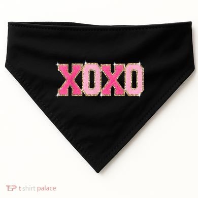 Chenille Patch Sparkling Xoxo Valentine Day Heart Love Gift USA-Made Doggie Bandana