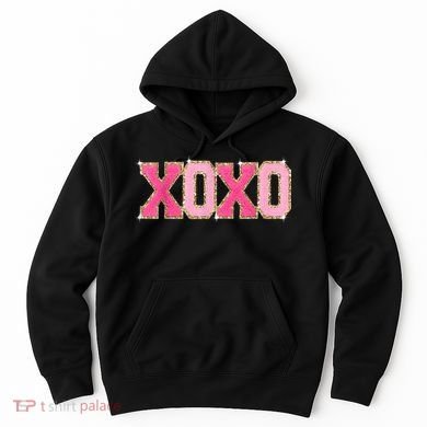 Chenille Patch Sparkling Xoxo Valentine Day Heart Love Gift Hoodie