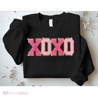 Chenille Patch Sparkling Xoxo Valentine Day Heart Love Gift Sweatshirt thumb 2