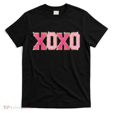 Chenille Patch Sparkling Xoxo Valentine Day Heart Love Gift T-Shirt