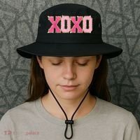 Chenille Patch Sparkling Xoxo Valentine Day Heart Love Gift Bucket Hat thumb 3