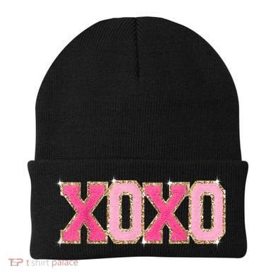 Chenille Patch Sparkling Xoxo Valentine Day Heart Love Gift Beanie