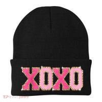 Chenille Patch Sparkling Xoxo Valentine Day Heart Love Gift Beanie thumb 0