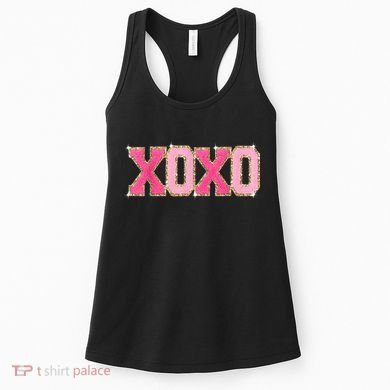 Chenille Patch Sparkling Xoxo Valentine Day Heart Love Gift Women's Tank Top